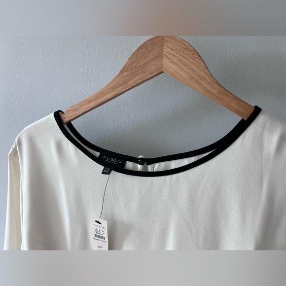 NWT Talbots Women’s White Blouse with Black Piping 2XP - Picture 3 of 10